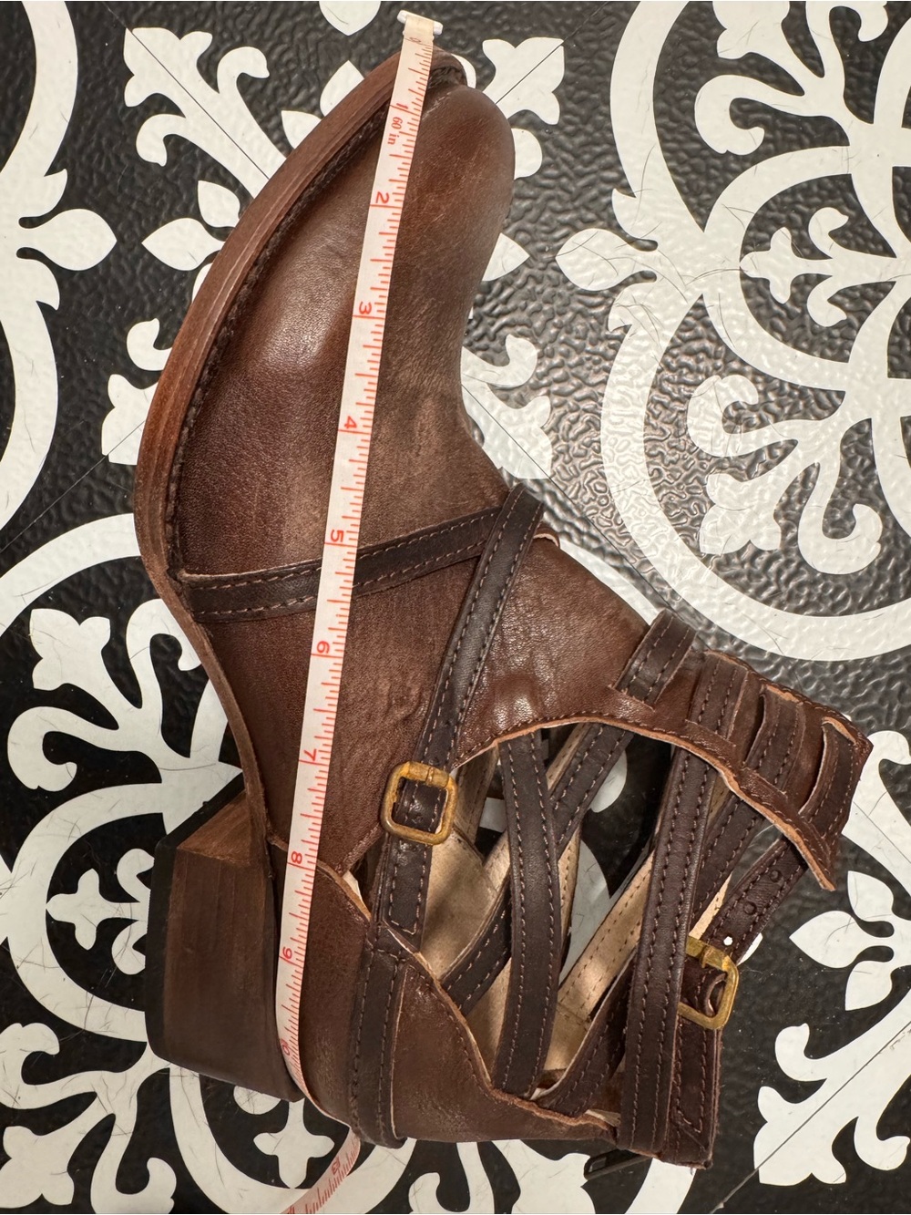 Freebird by Steven STAIR Booties Brown Leather Strappy Heel Fits Size 10-11 - Picture 9 of 10
